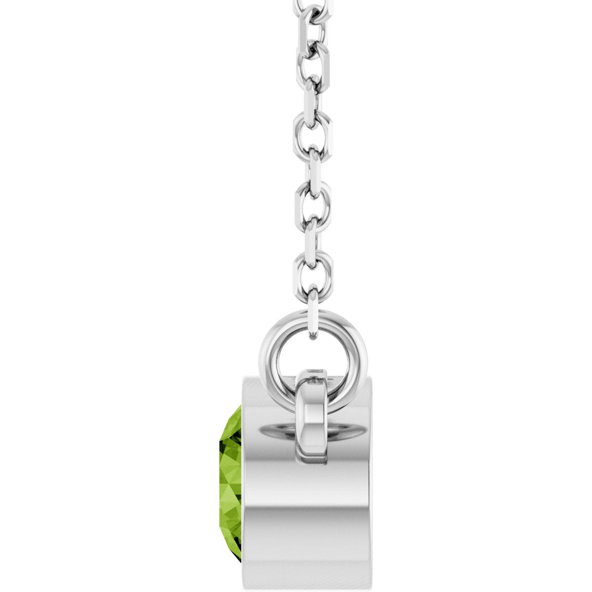 Bezel-Set Solitaire Birthstone Necklace - Natural Peridot