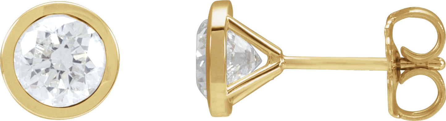 Round Bezel-Set Stud Earrings - Lab Diamond
