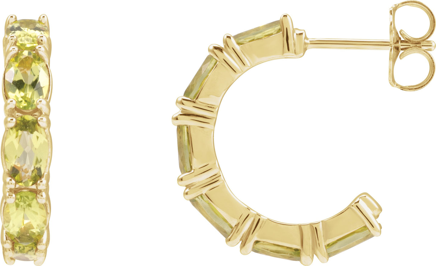 Accented Hoop Earrings - Natural Peridot