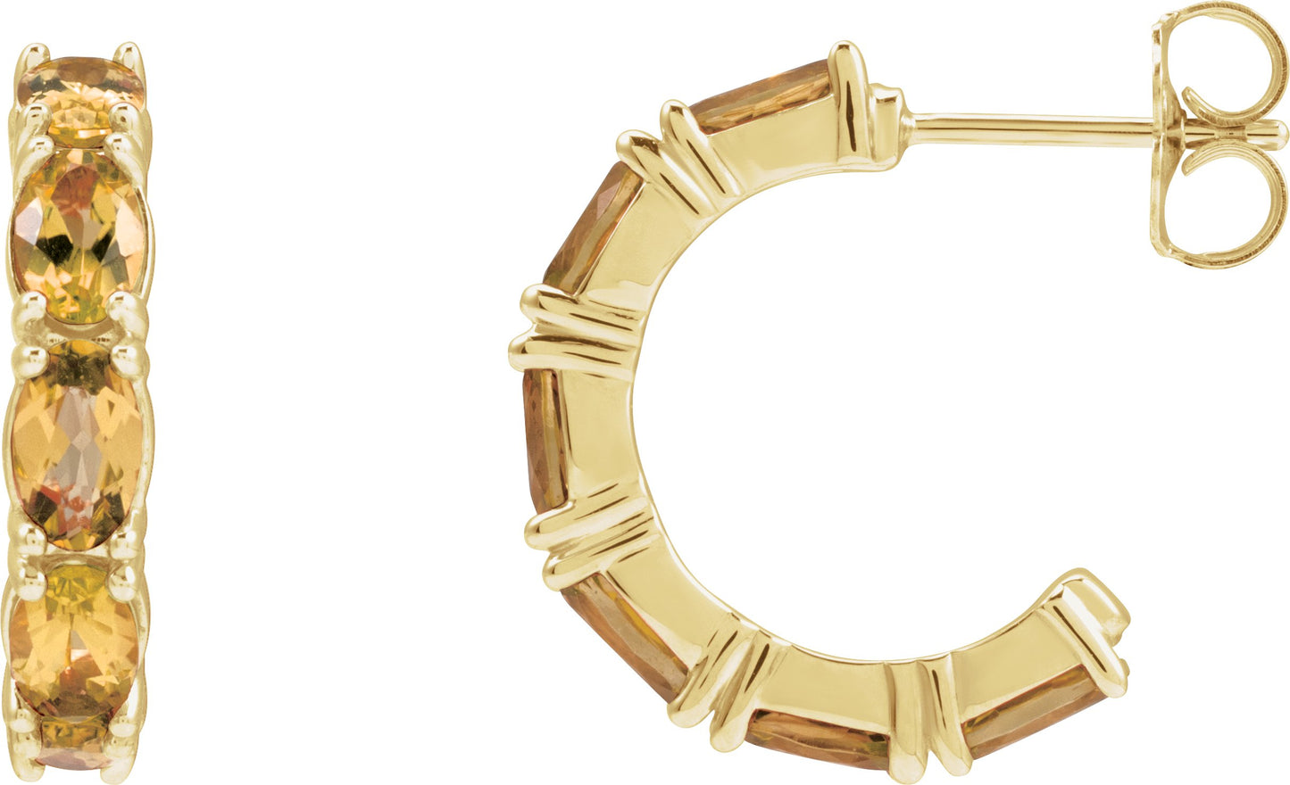 Accented Hoop Earrings - Natural Citrine