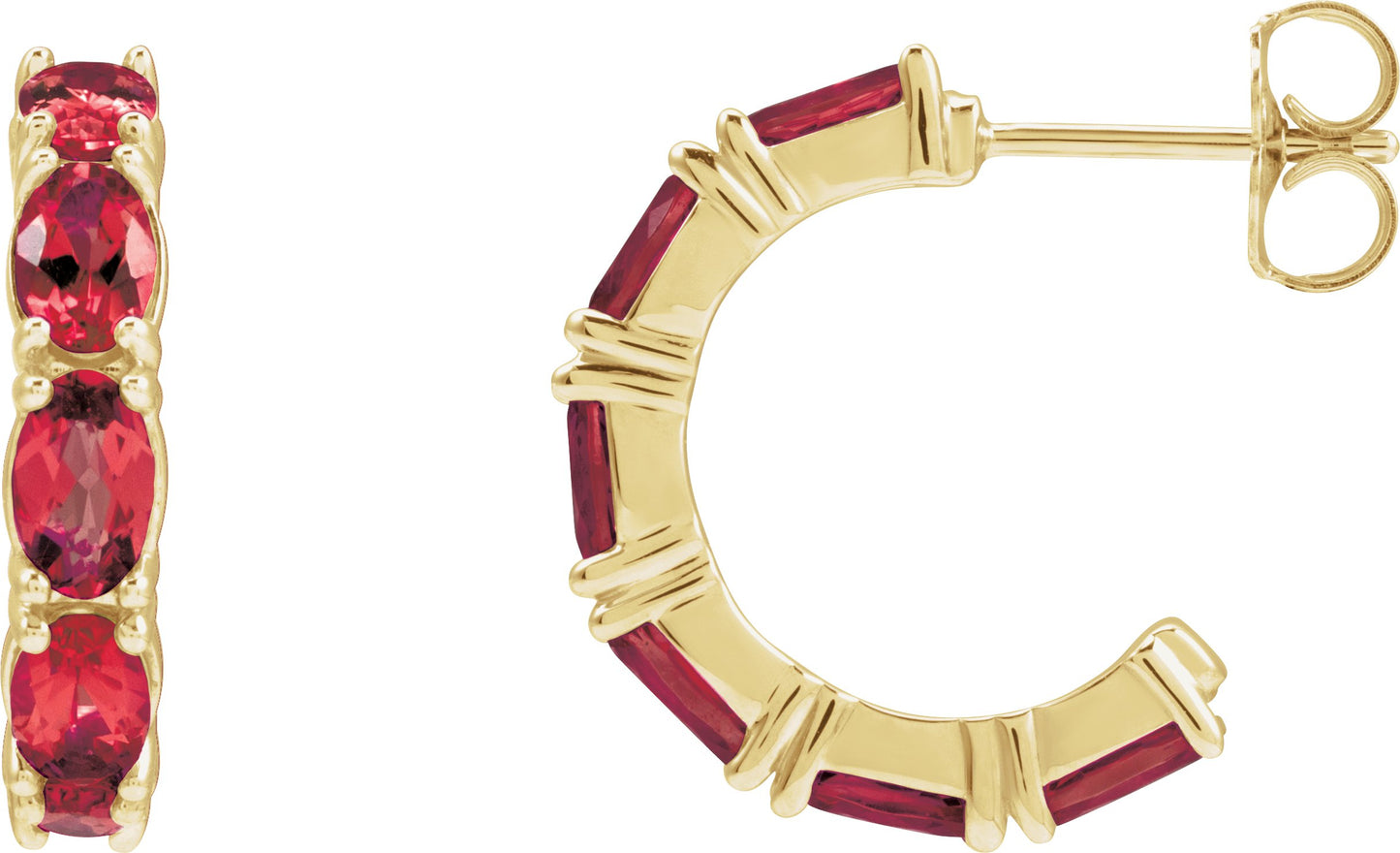 Accented Hoop Earrings - Natural Ruby