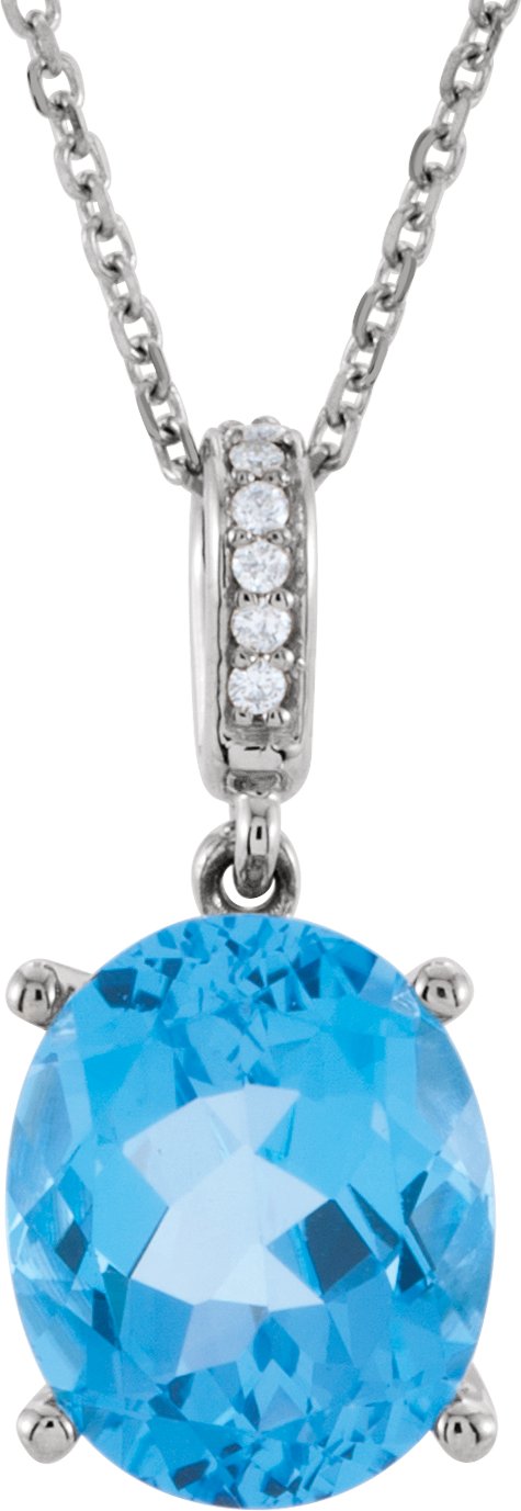 Accented Necklace or Pendant - Natural Swiss Blue Topaz