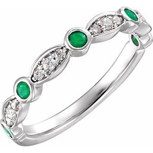 Stackable Ring -  Natural Emerald