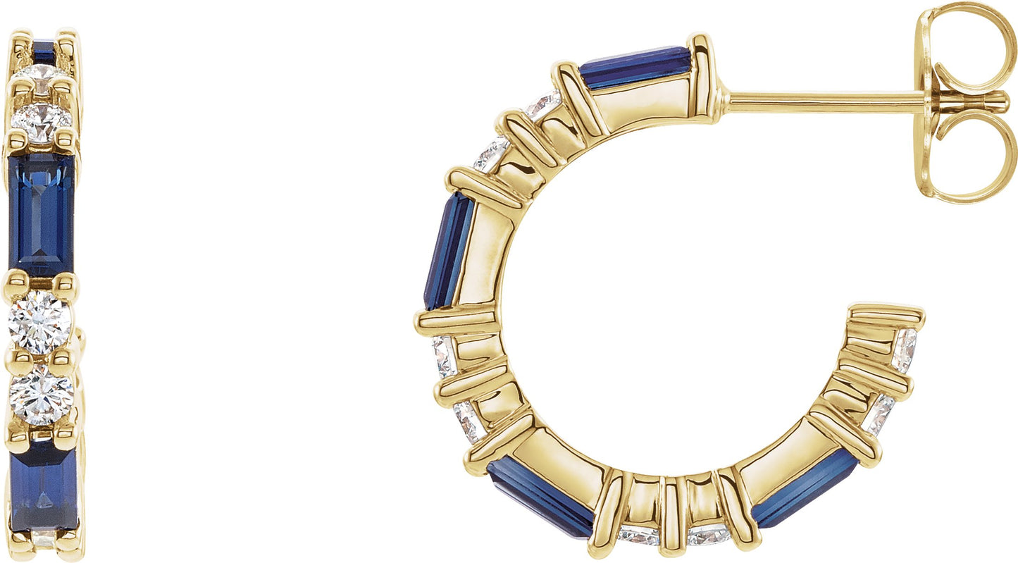 Accented Hoop Earrings - Natural Blue Sapphire