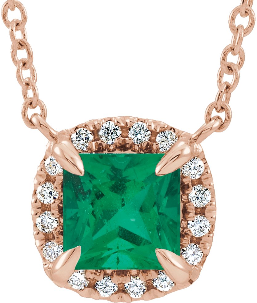Halo-Style Necklace or Center - Natural Emerald