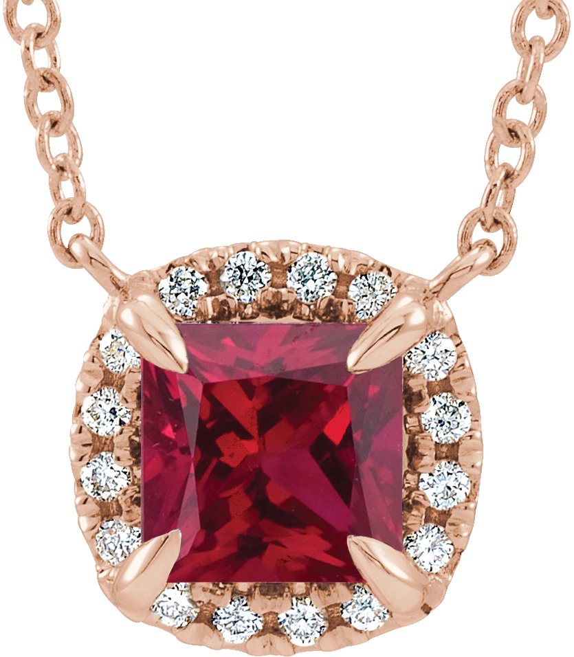 Halo-Style Necklace or Center - Natural Ruby