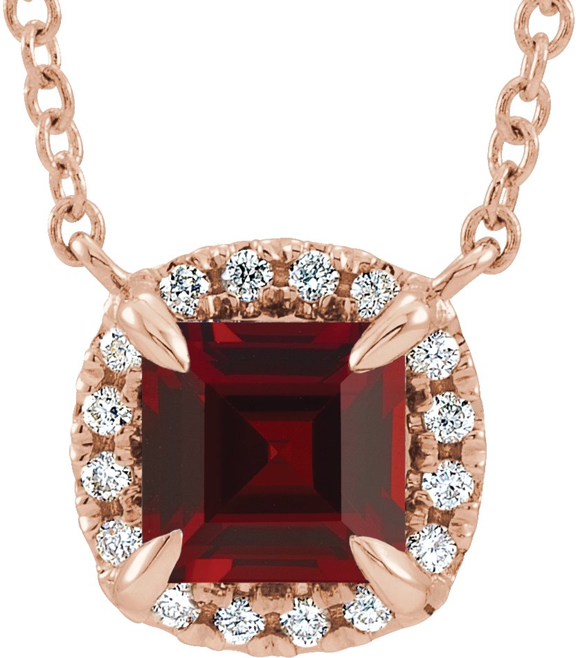 Halo-Style Necklace or Center - Natural Mozambique Garnet