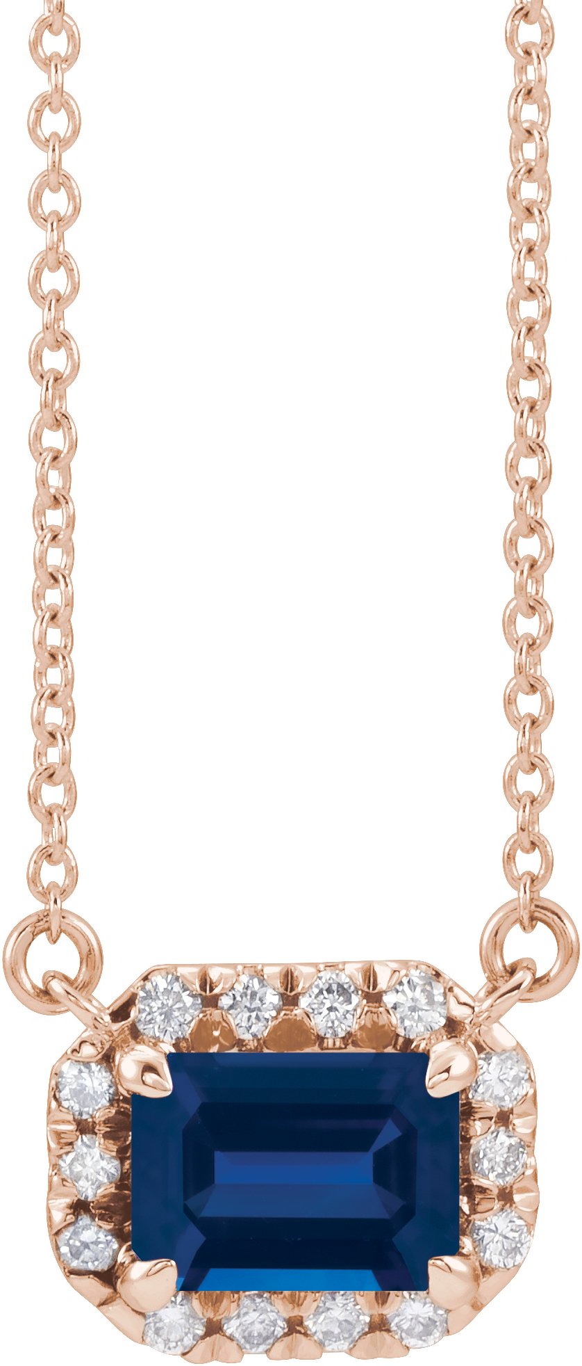 French-Set Halo-Style Necklace or Center - Natural Blue Sapphire