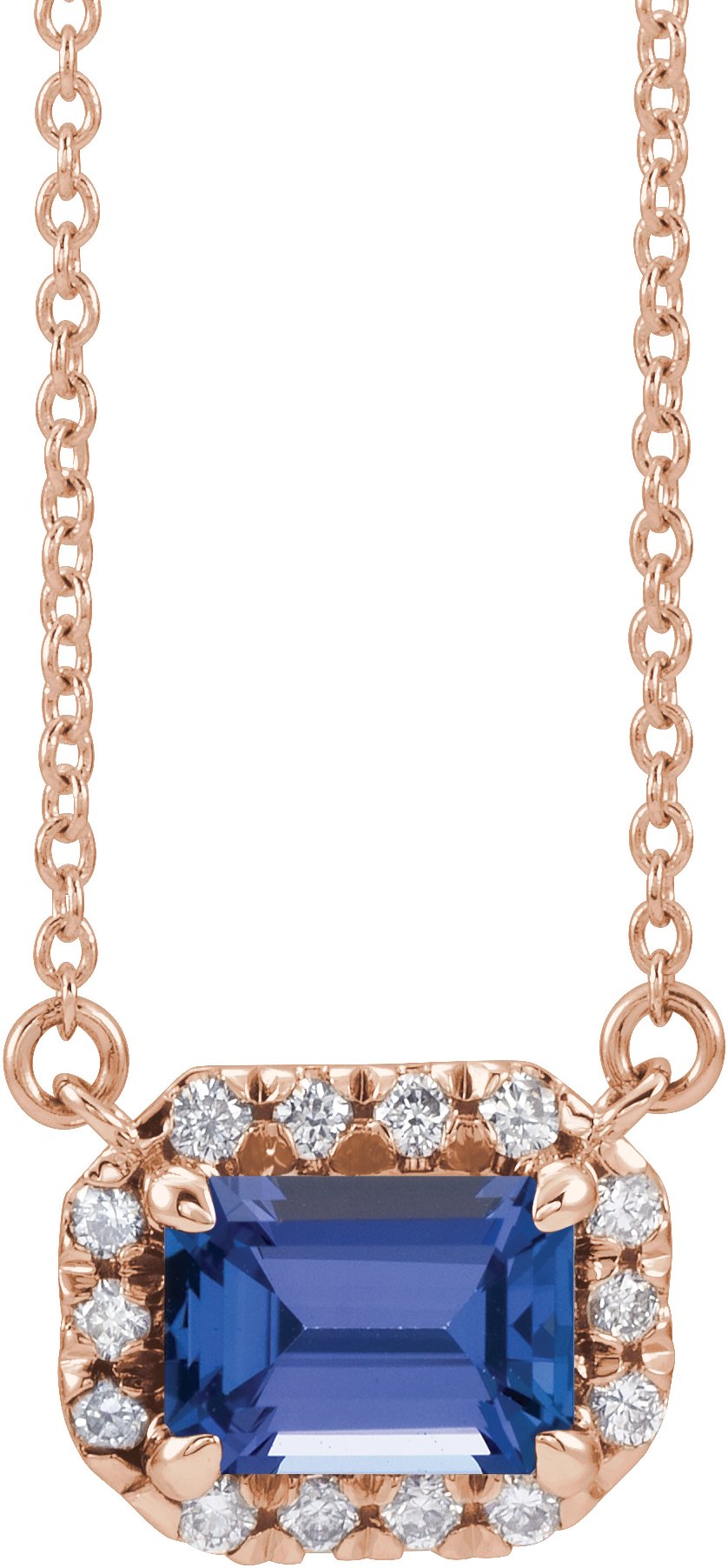 French-Set Halo-Style Necklace or Center - Natural Tanzanite