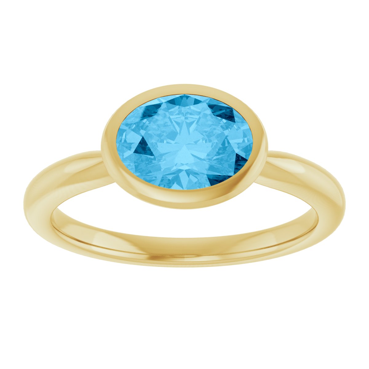 Bezel-Set Solitaire Ring     - Natural Swiss Blue Topaz