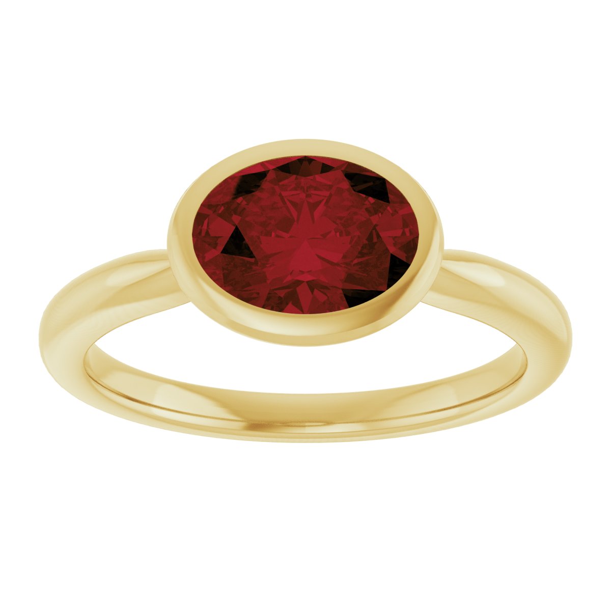 Bezel-Set Solitaire Ring     - Natural Mozambique Garnet
