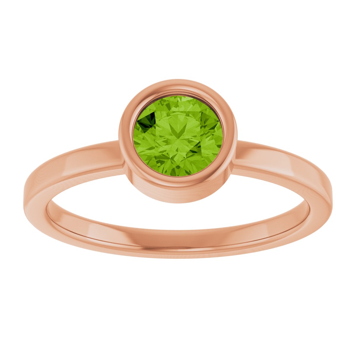 Bezel-Set Solitaire Ring -  Natural Peridot