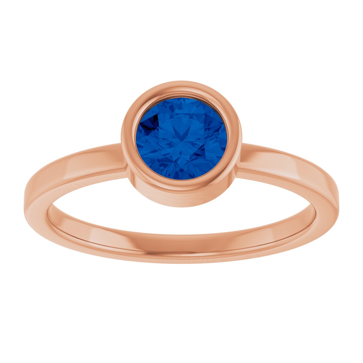 Bezel-Set Solitaire Ring - Natural Blue Sapphire