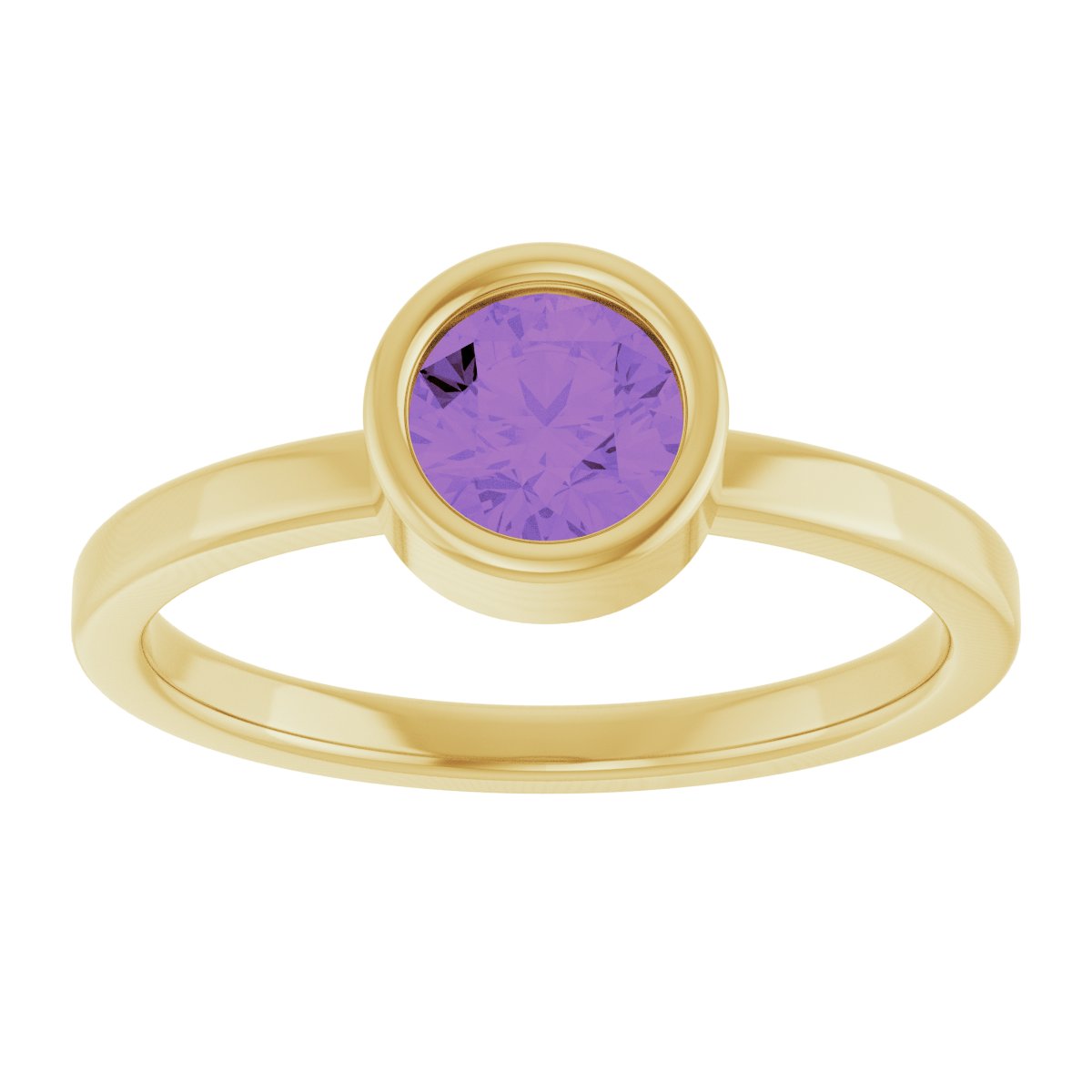 Bezel-Set Solitaire Ring -  Natural Amethyst