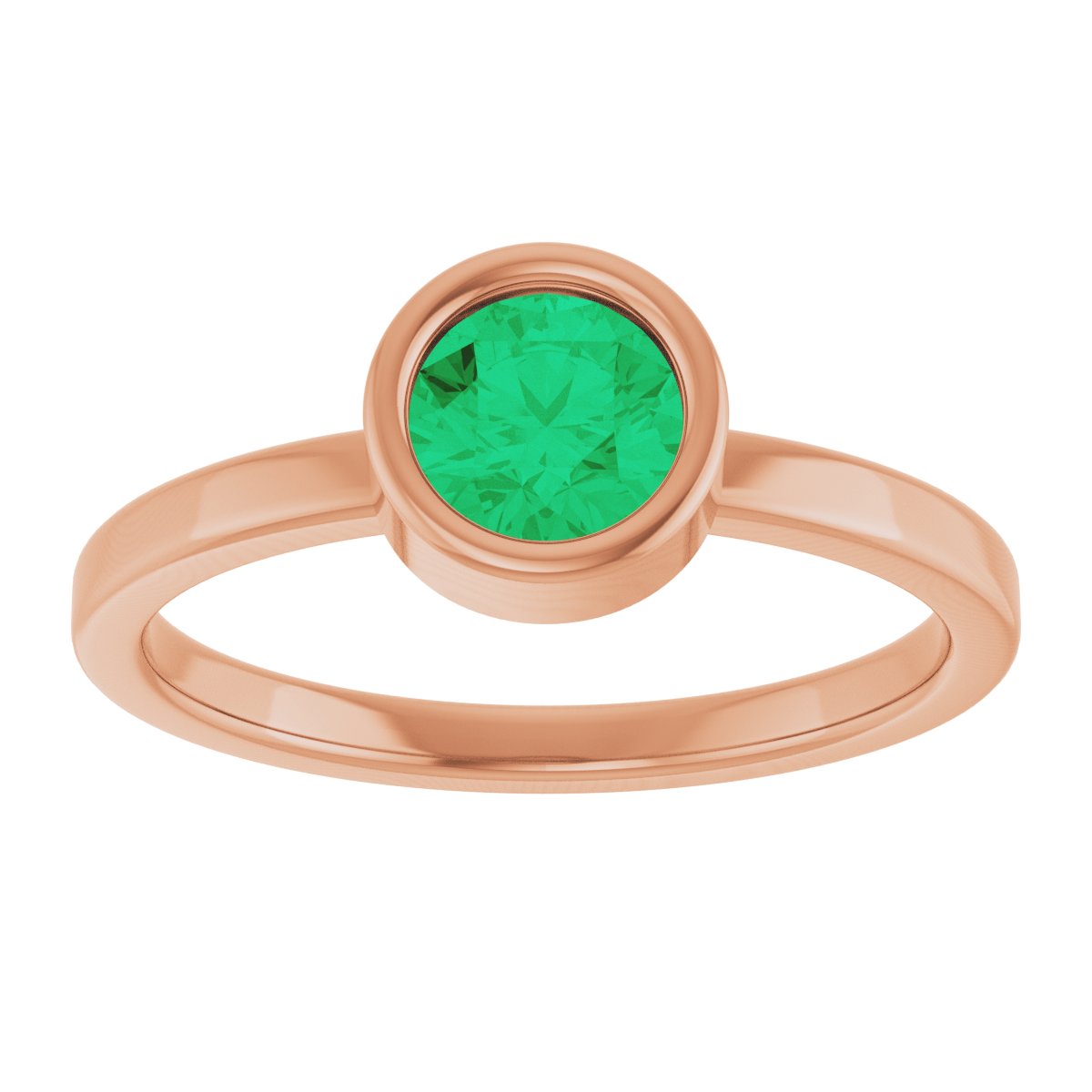 Bezel-Set Solitaire Ring -  Natural Emerald