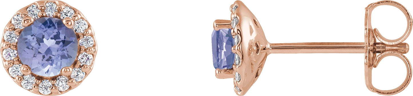 Tanzanite Halo Earrings