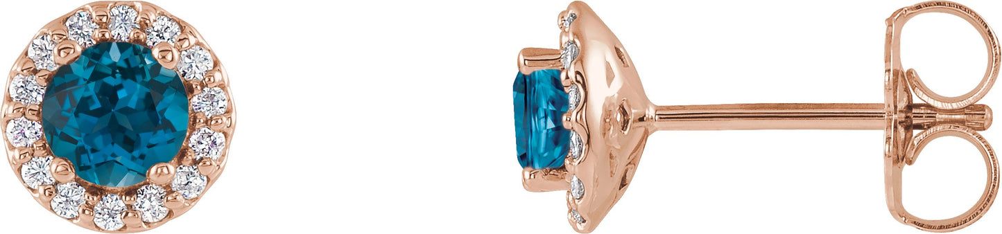London Blue Topaz Halo-Style Earrings