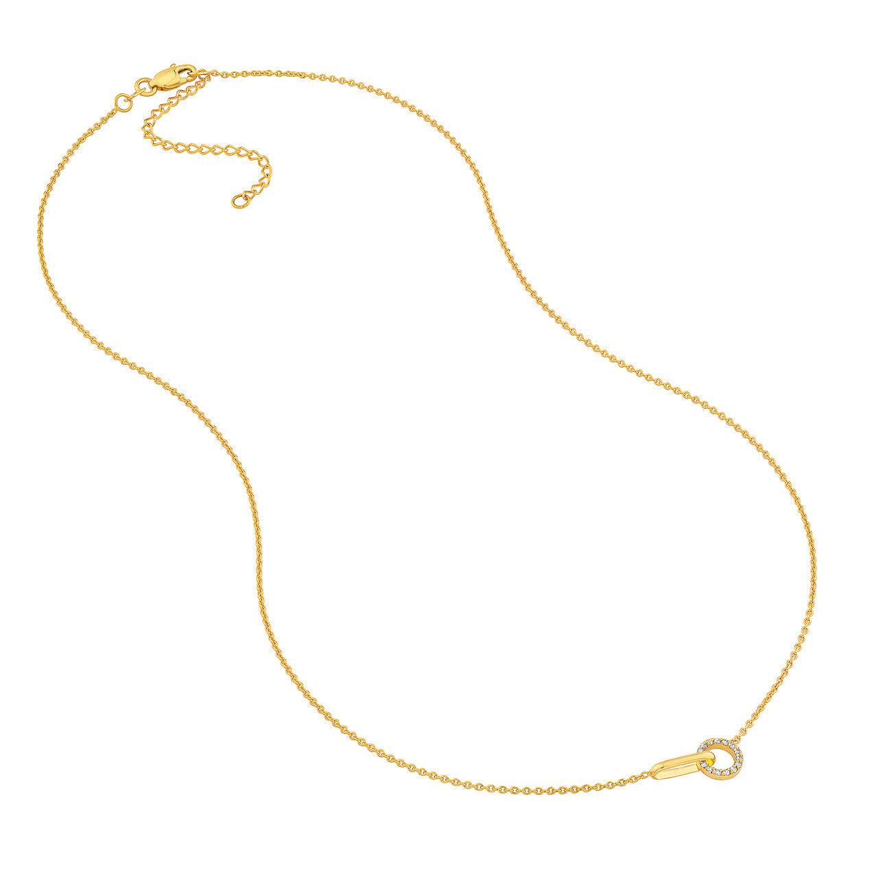 Diamond Round Link to Oval Necklace