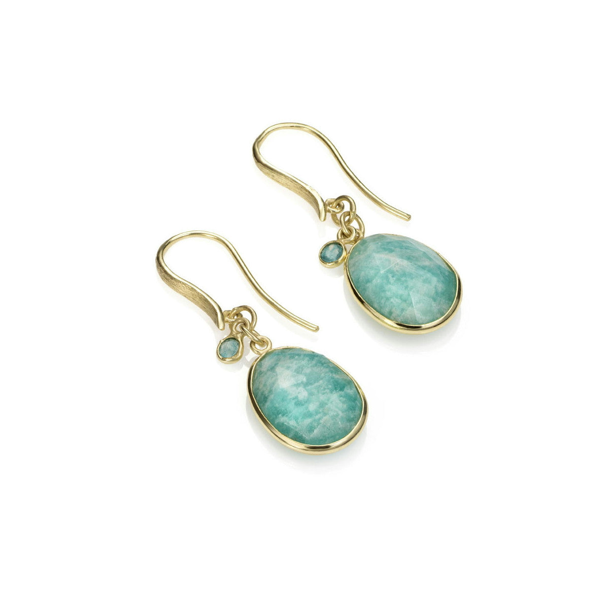 Silver Amazonite Hook Earrings