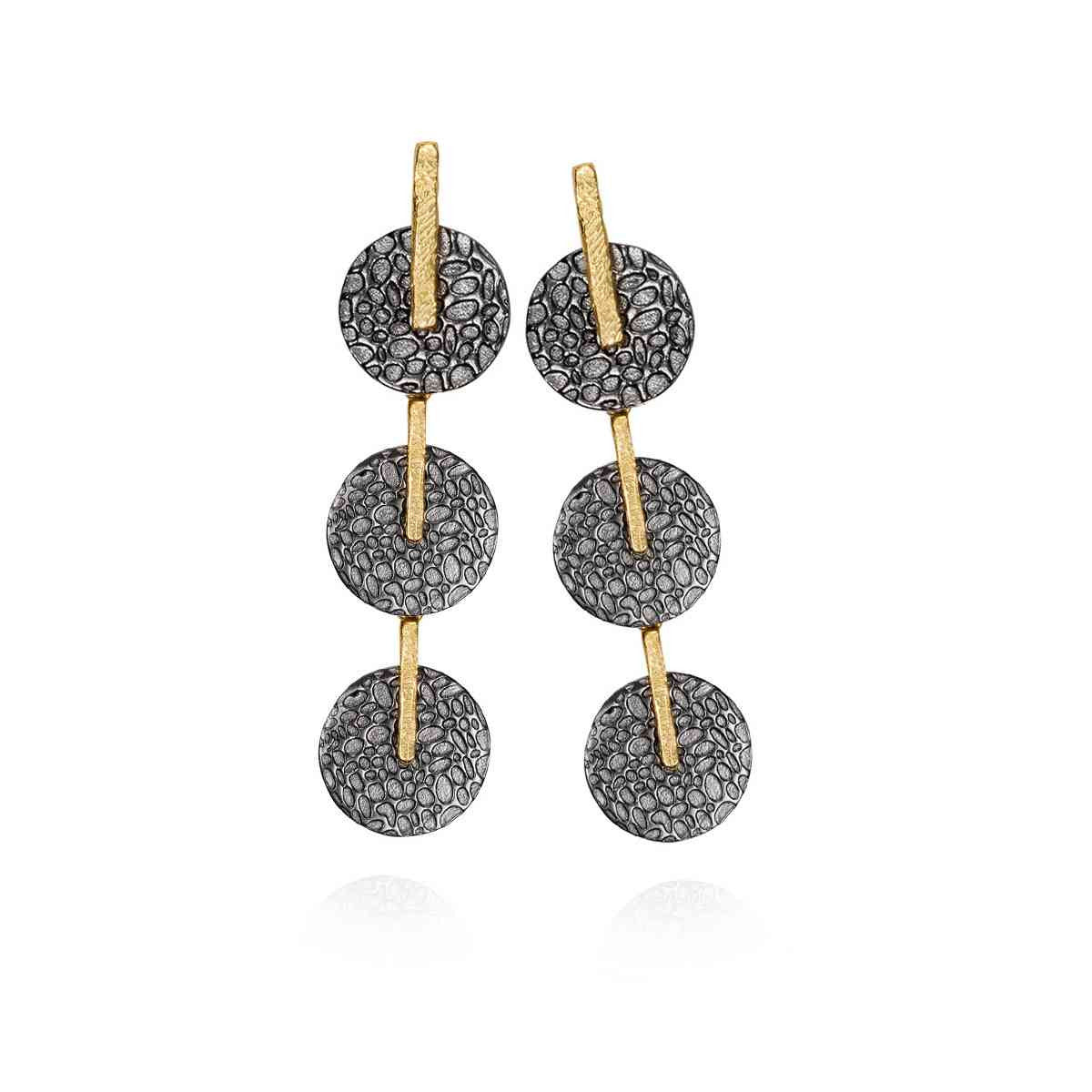 Silver 2-tone Drop Earrings