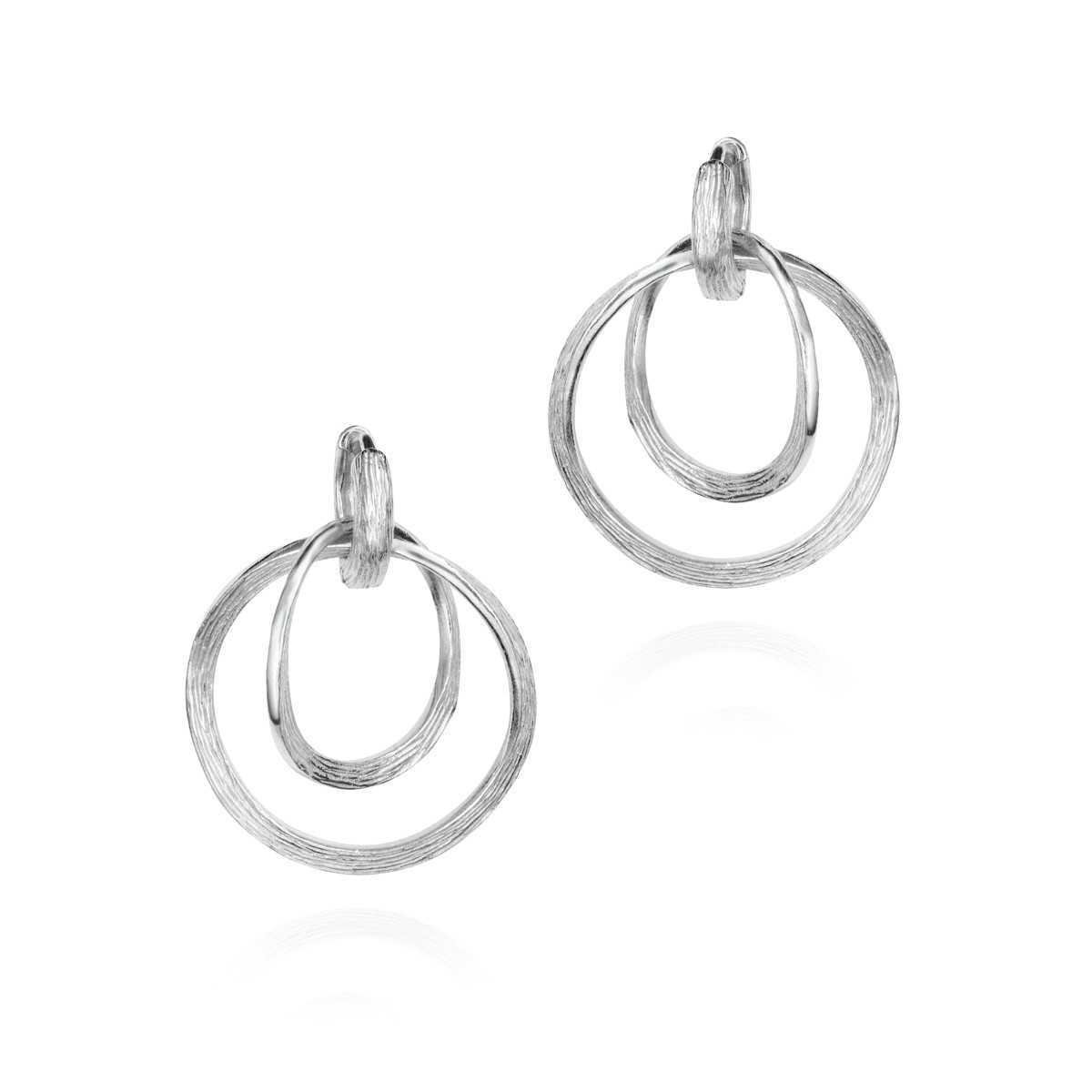 Circular Silver Drop Earrings