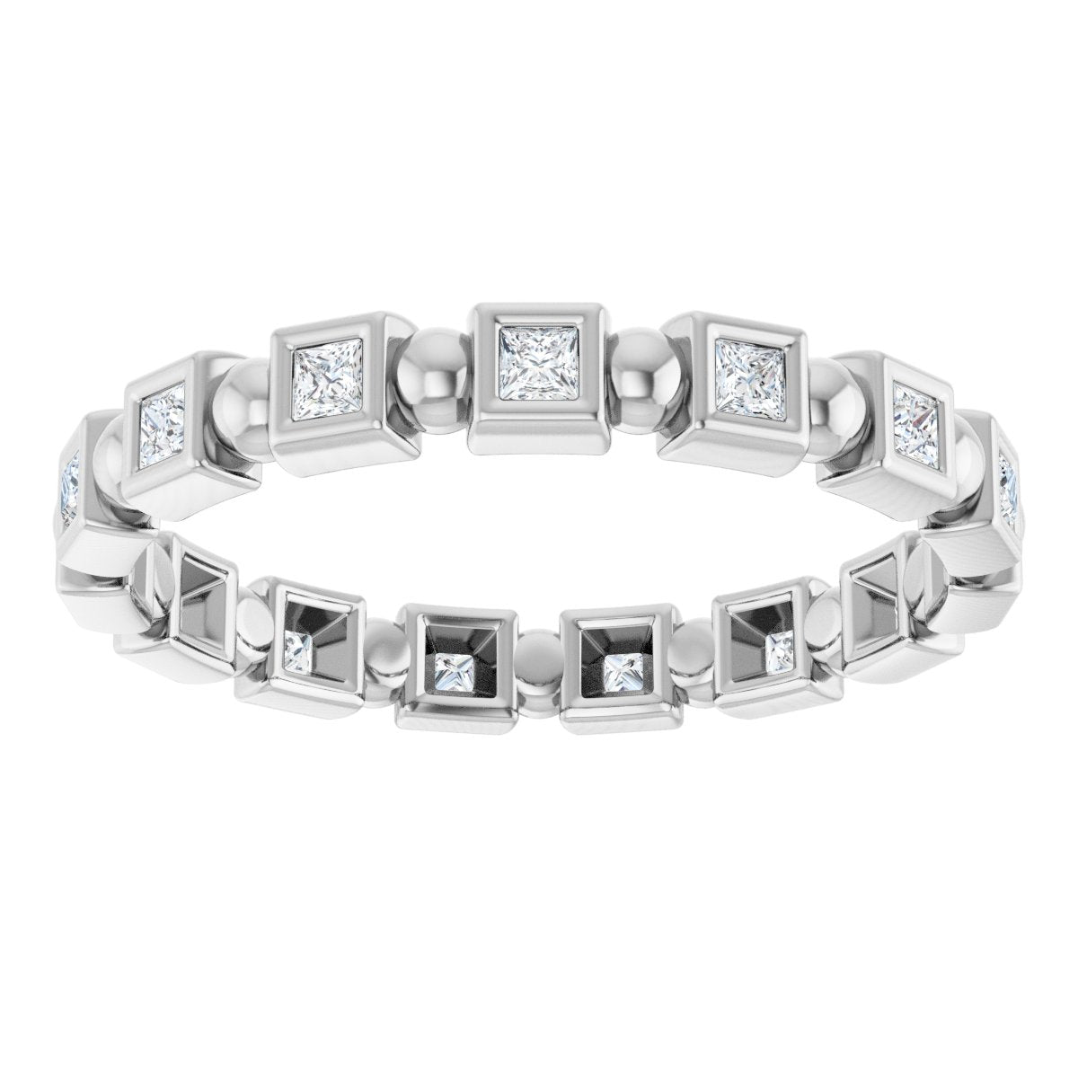 Beaded Square Eternity Band