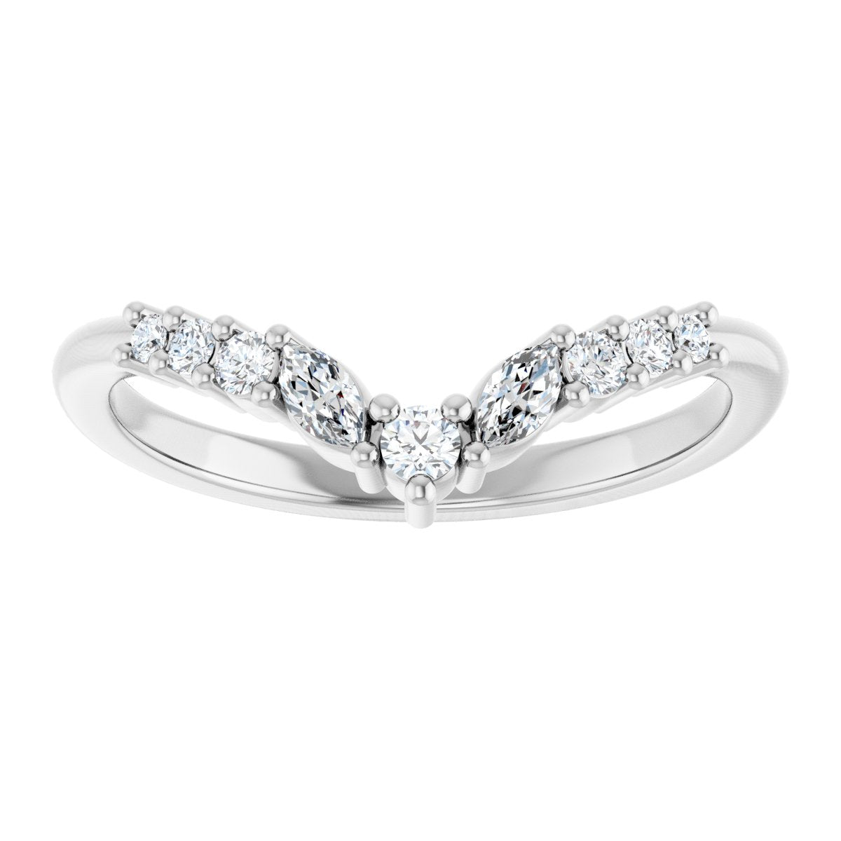 Mixed-Cut Diamond Chevron Wedding Band