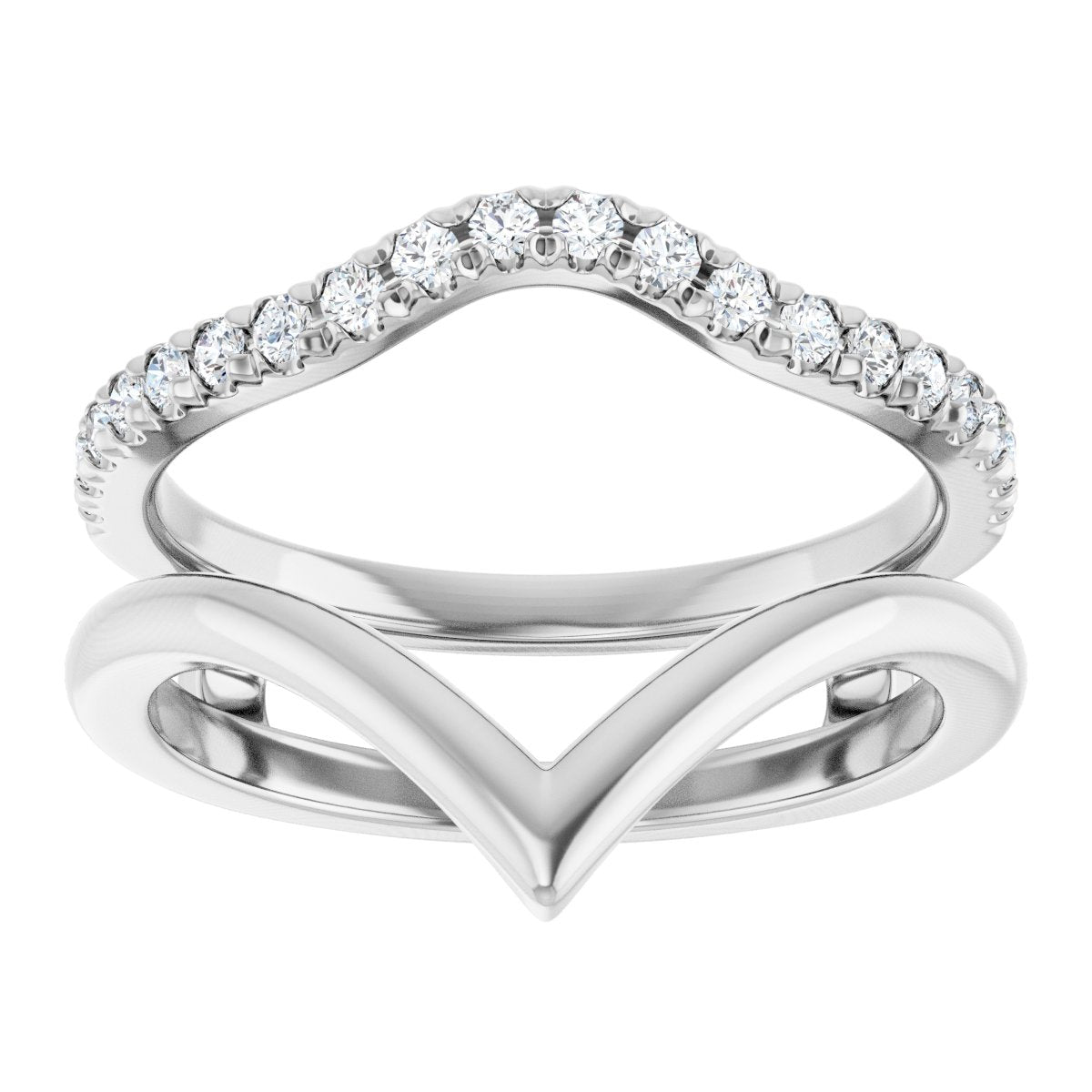 Twin Vow Diamond Chevron Wedding Set