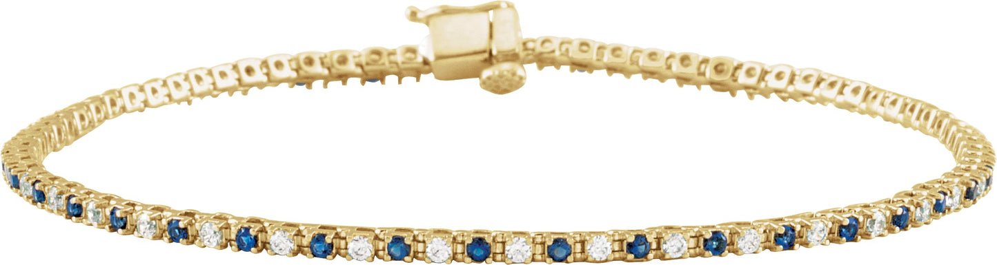 Blue Sapphire & Diamond Tennis Bracelet
