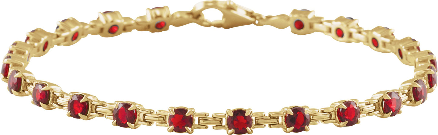 Natural Garnet Gold Bracelet