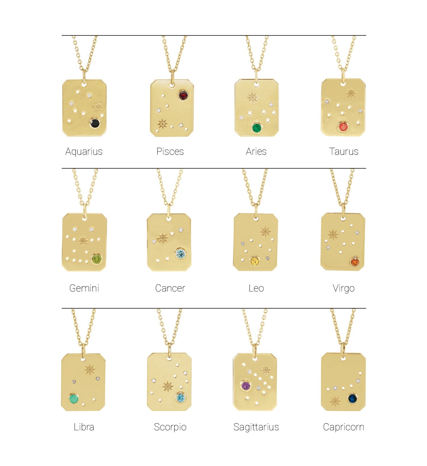 Zodiac Constellation Necklace or Pendant - Natural Mozambique Garnet