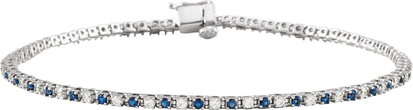 Blue Sapphire & Diamond Tennis Bracelet