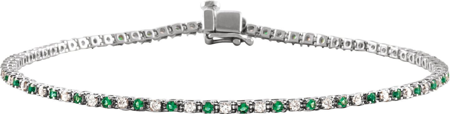Emerald & Diamond Tennis Bracelet