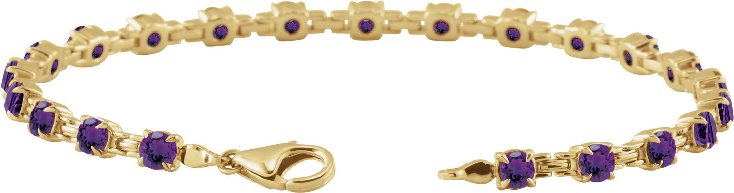 Line Bracelet - Natural Amethyst