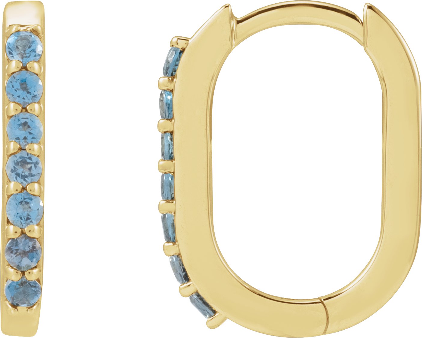 Accented Elongated Hoop Earrings - Natural London Blue Topaz