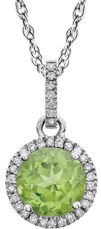 Halo-Style Birthstone Necklace - Natural Peridot