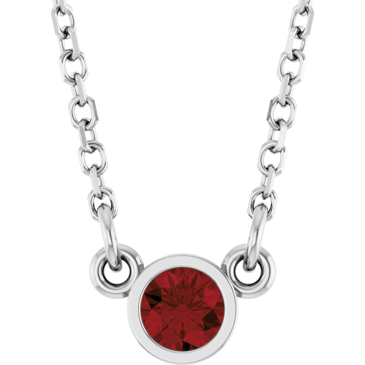Bezel-Set Solitaire Birthstone Necklace - Natural Mozambique Garnet