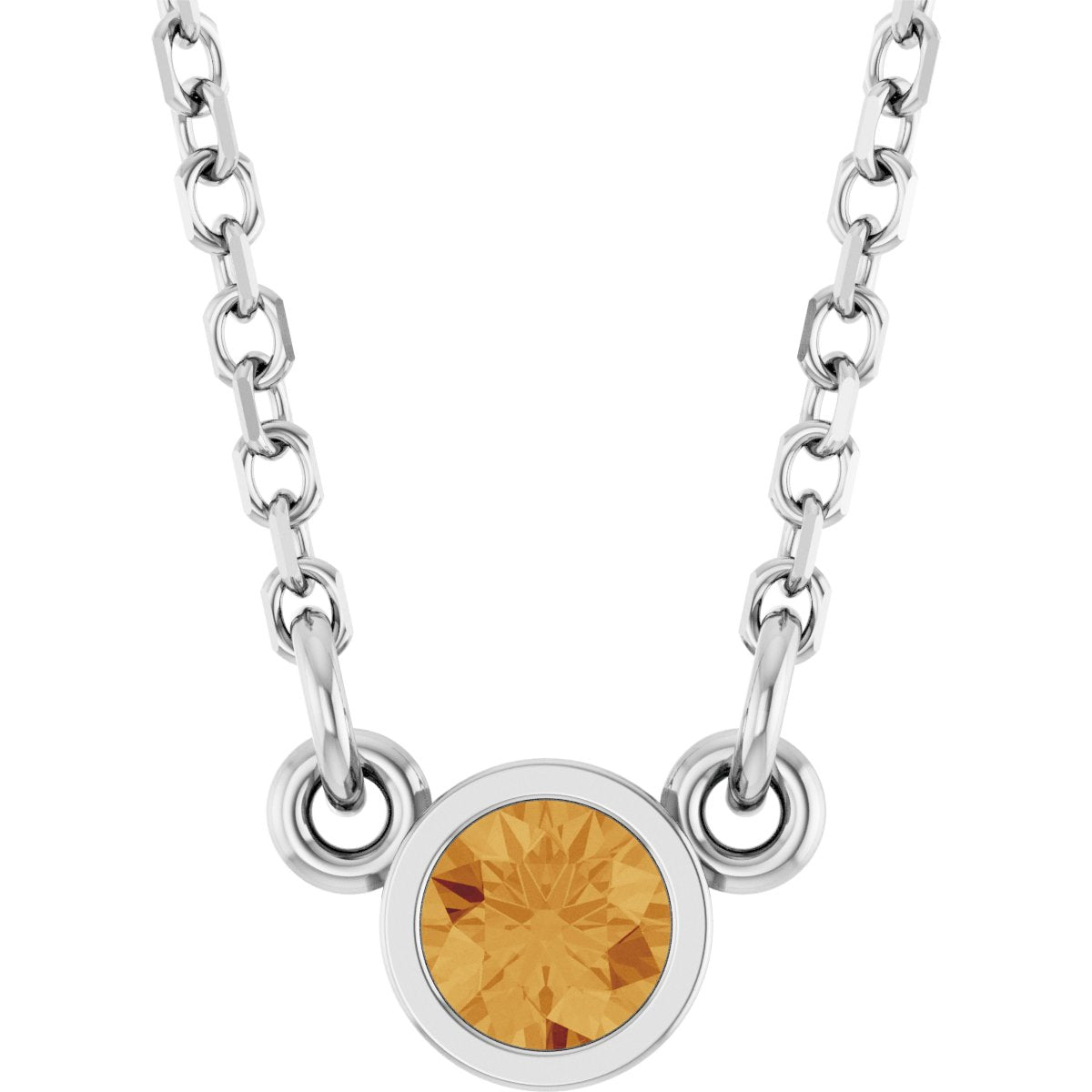 Bezel-Set Solitaire Birthstone Necklace - Natural Citrine