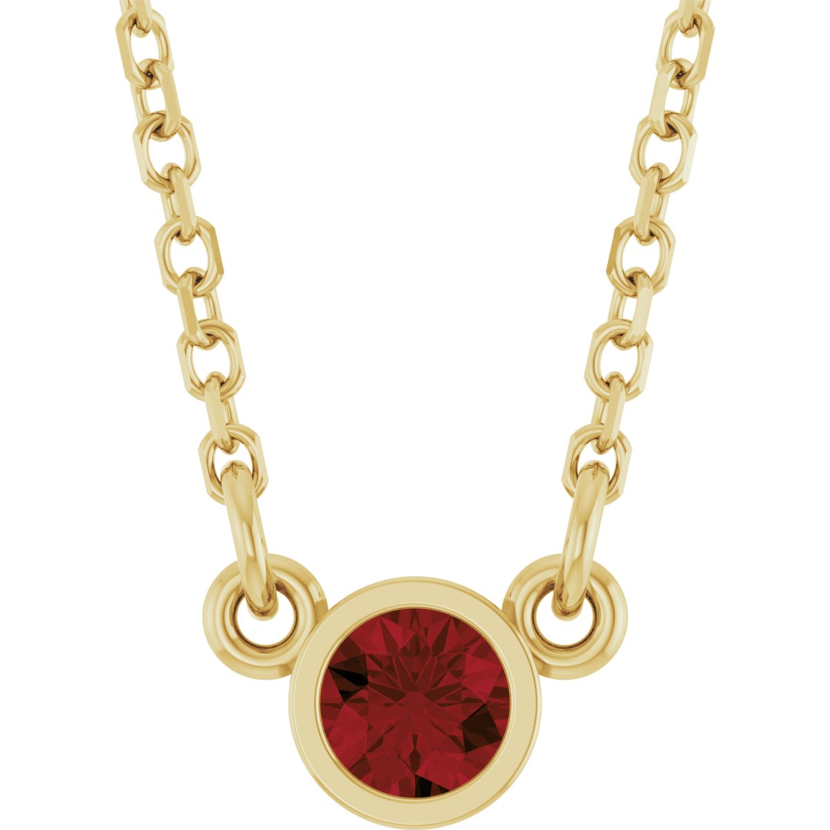 Bezel-Set Solitaire Birthstone Necklace - Natural Mozambique Garnet