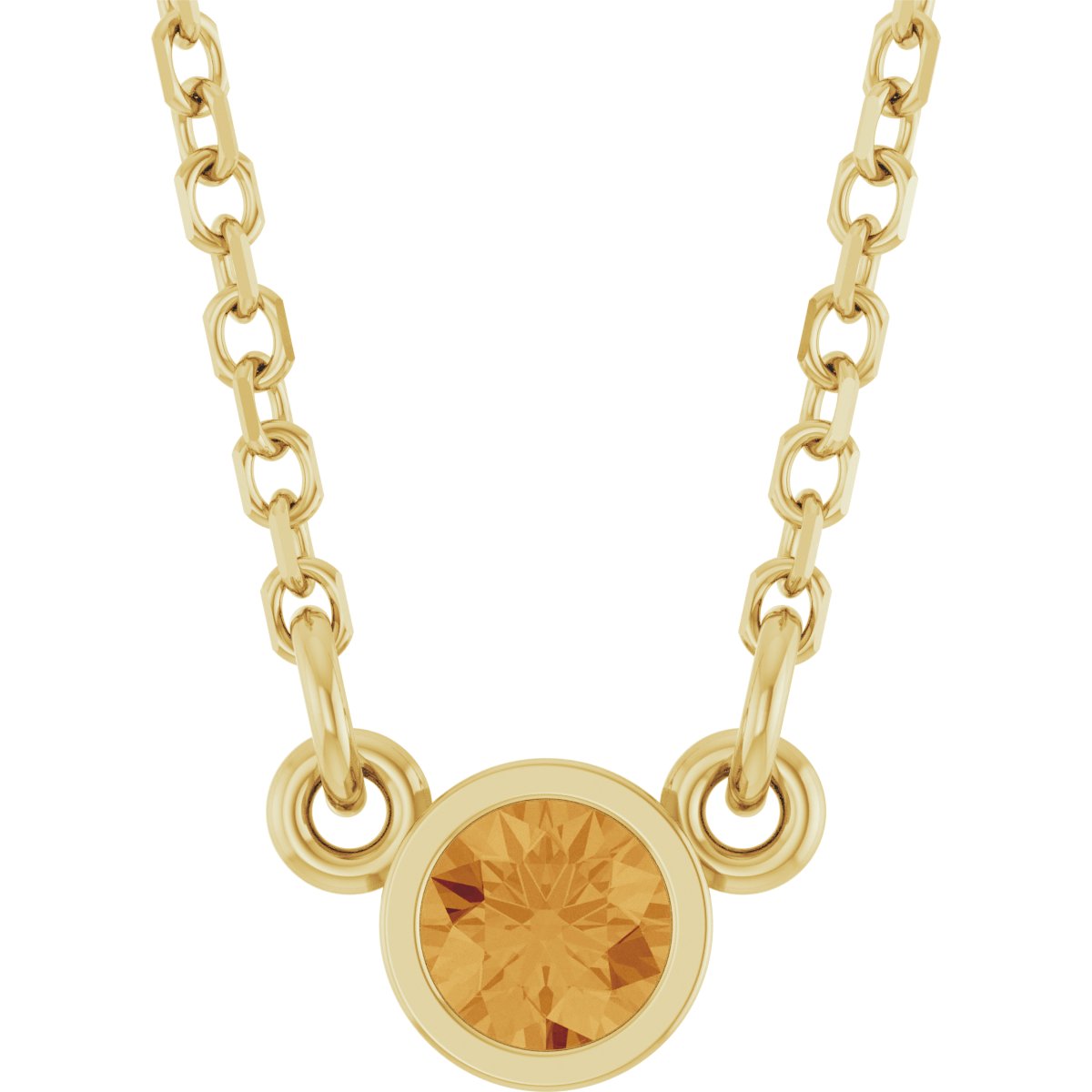 Bezel-Set Solitaire Birthstone Necklace - Natural Citrine