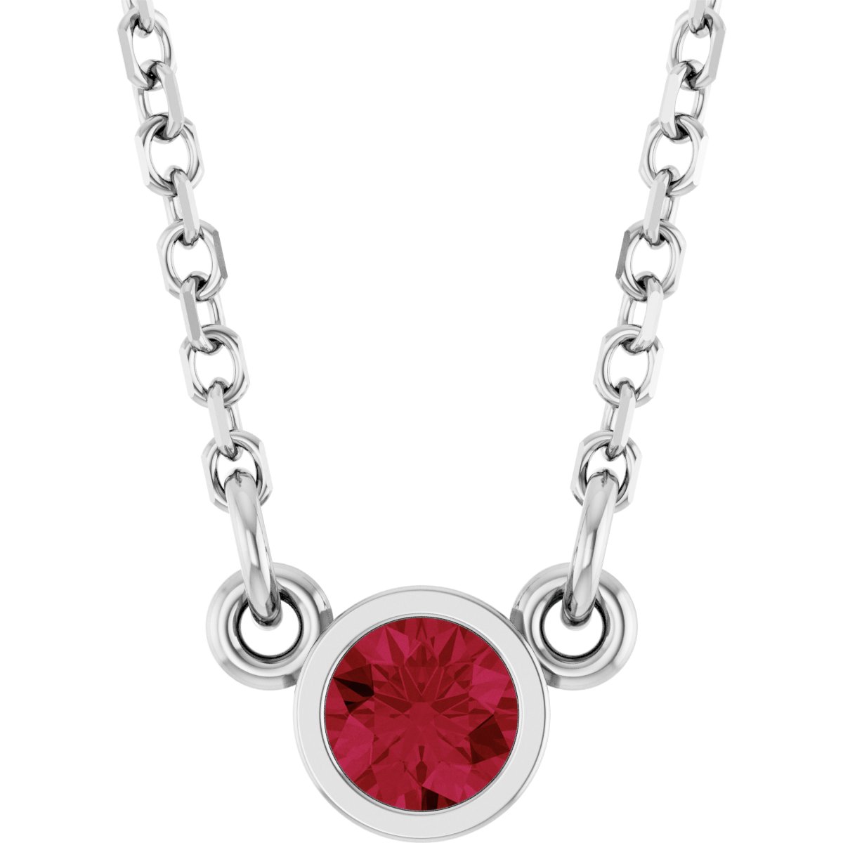 Bezel-Set Solitaire Birthstone Necklace - Natural Ruby