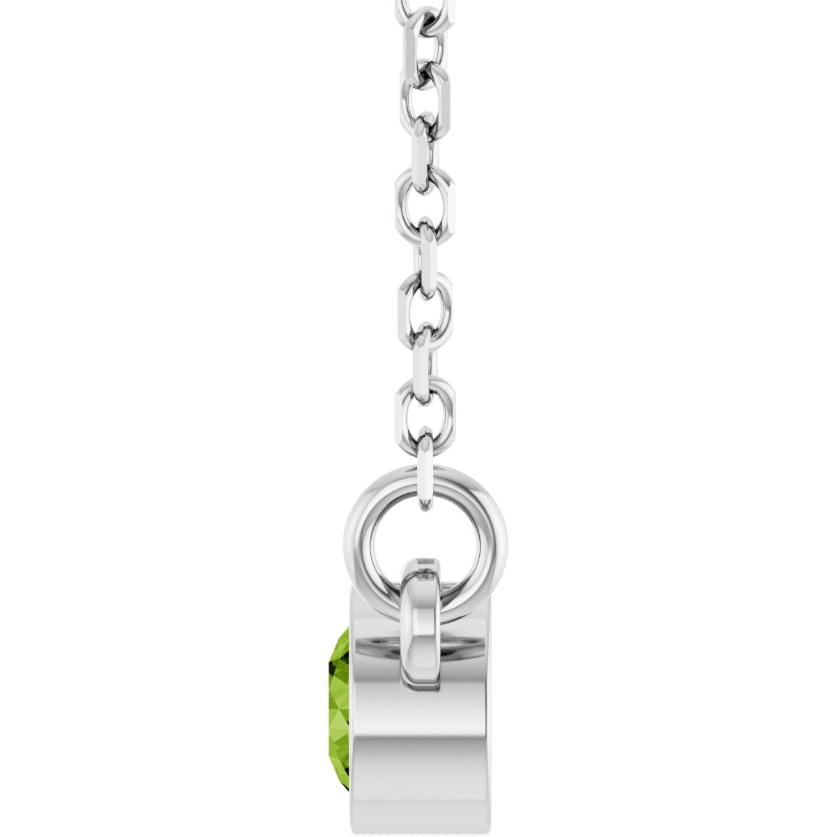 Bezel-Set Solitaire Birthstone Necklace - Natural Peridot