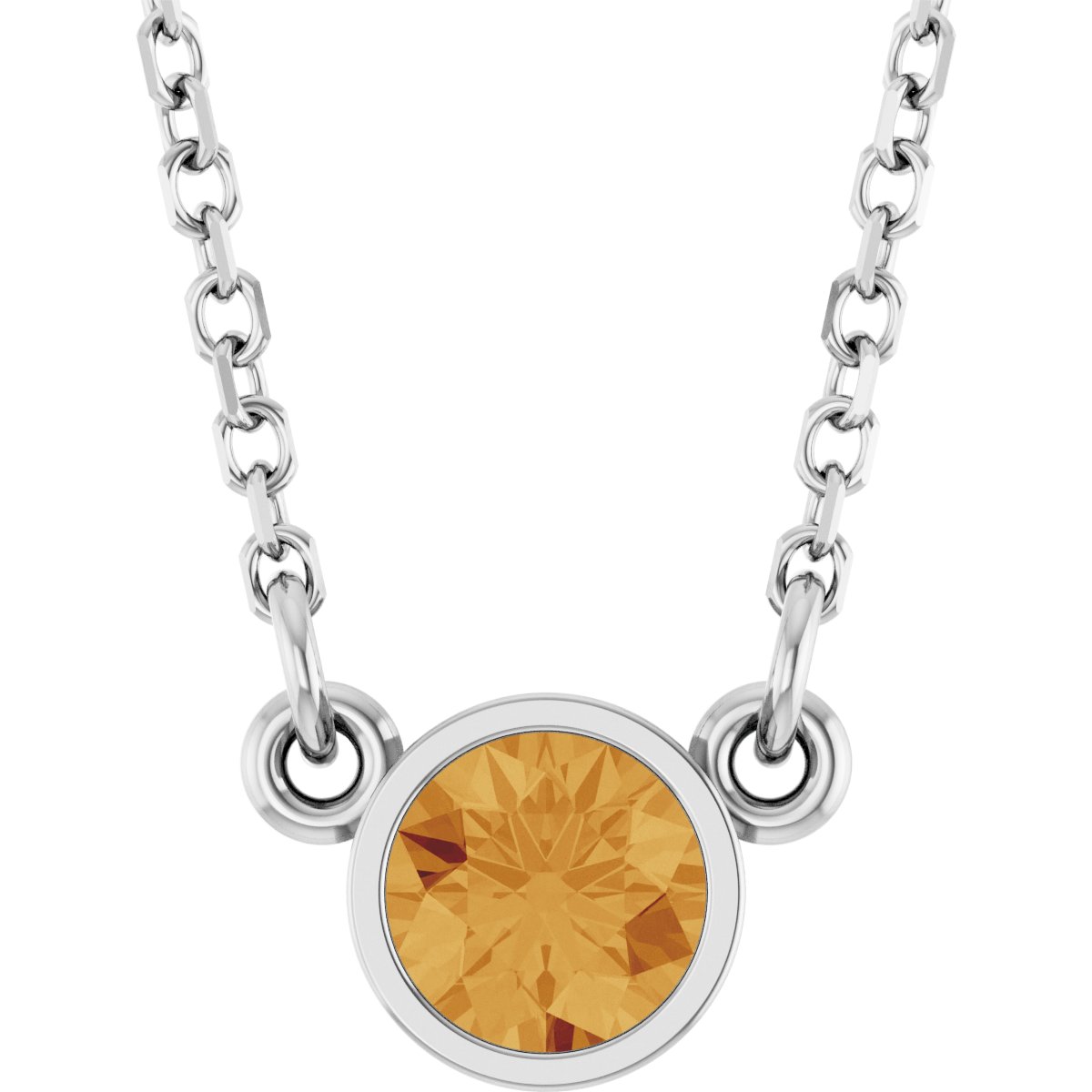Bezel-Set Solitaire Birthstone Necklace - Natural Citrine
