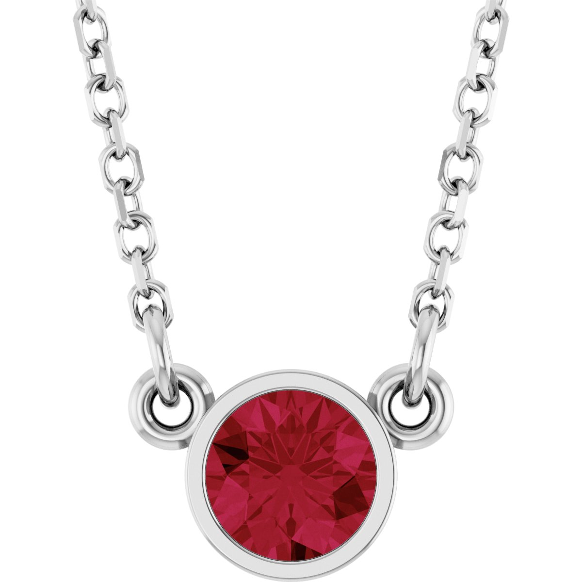 Bezel-Set Solitaire Birthstone Necklace - Natural Ruby