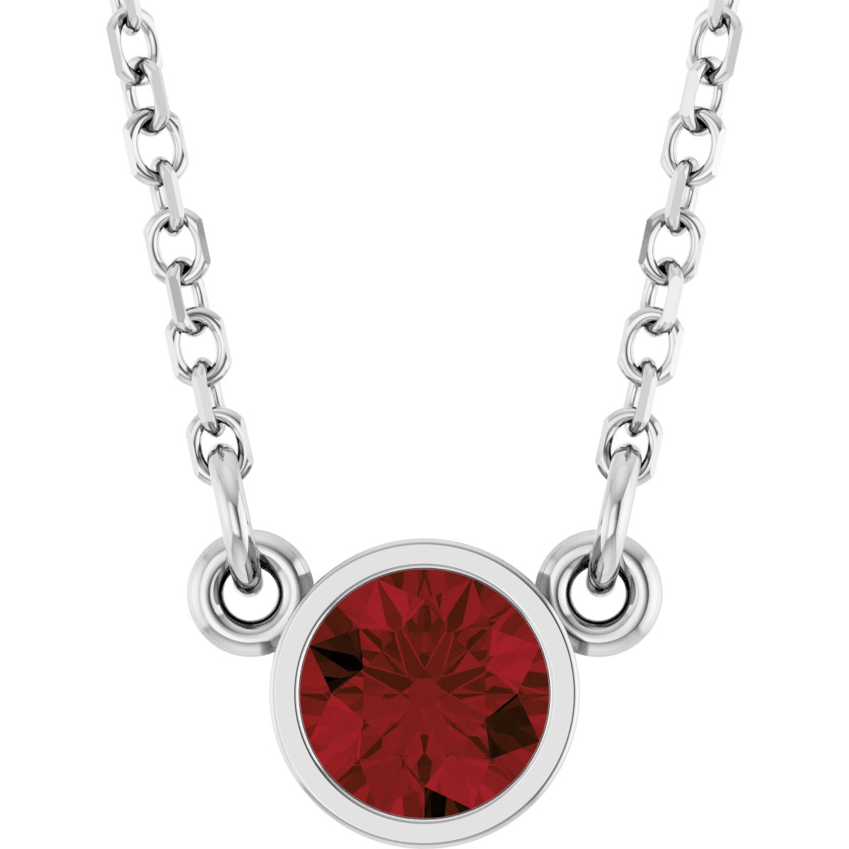 Bezel-Set Solitaire Birthstone Necklace - Natural Mozambique Garnet