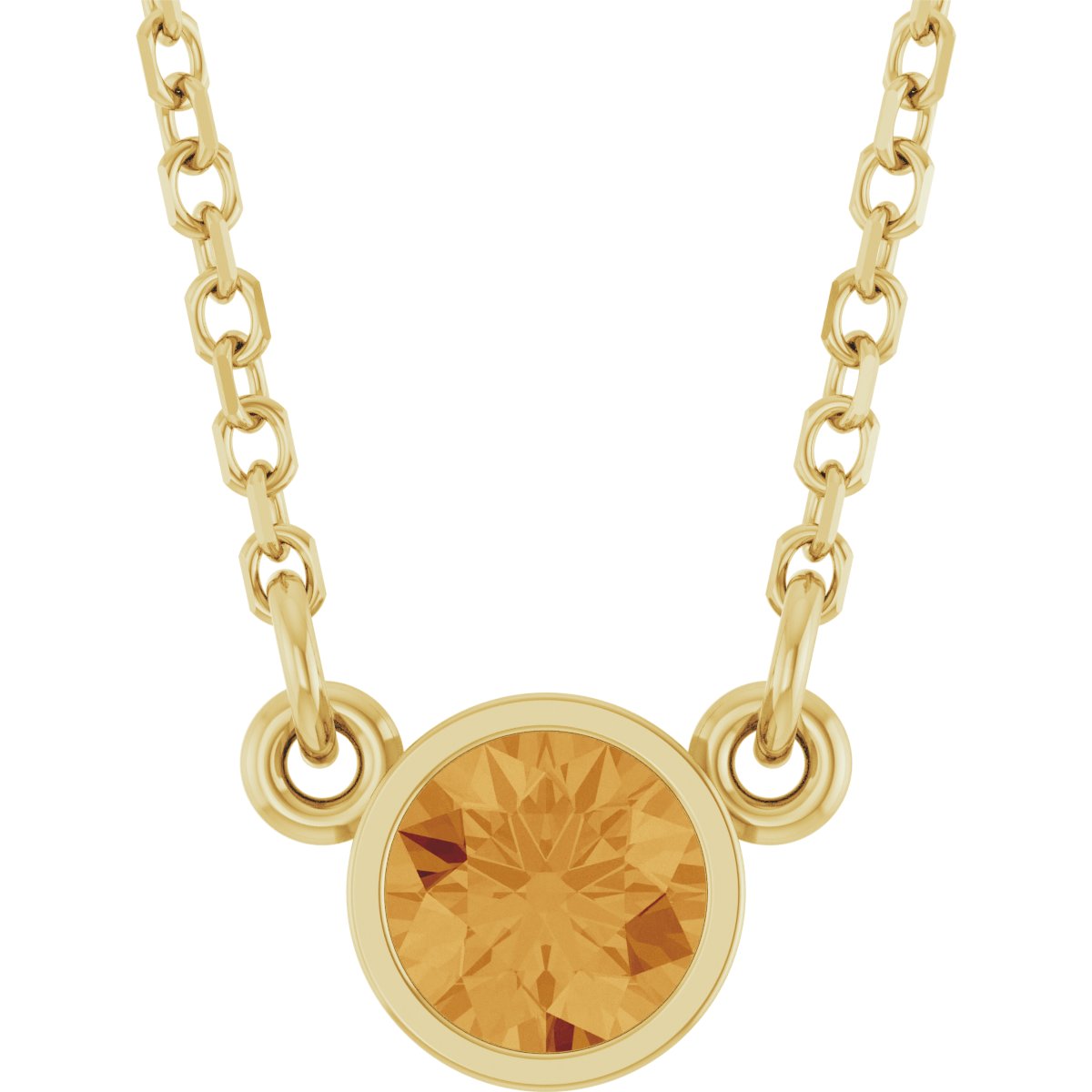 Bezel-Set Solitaire Birthstone Necklace - Natural Citrine