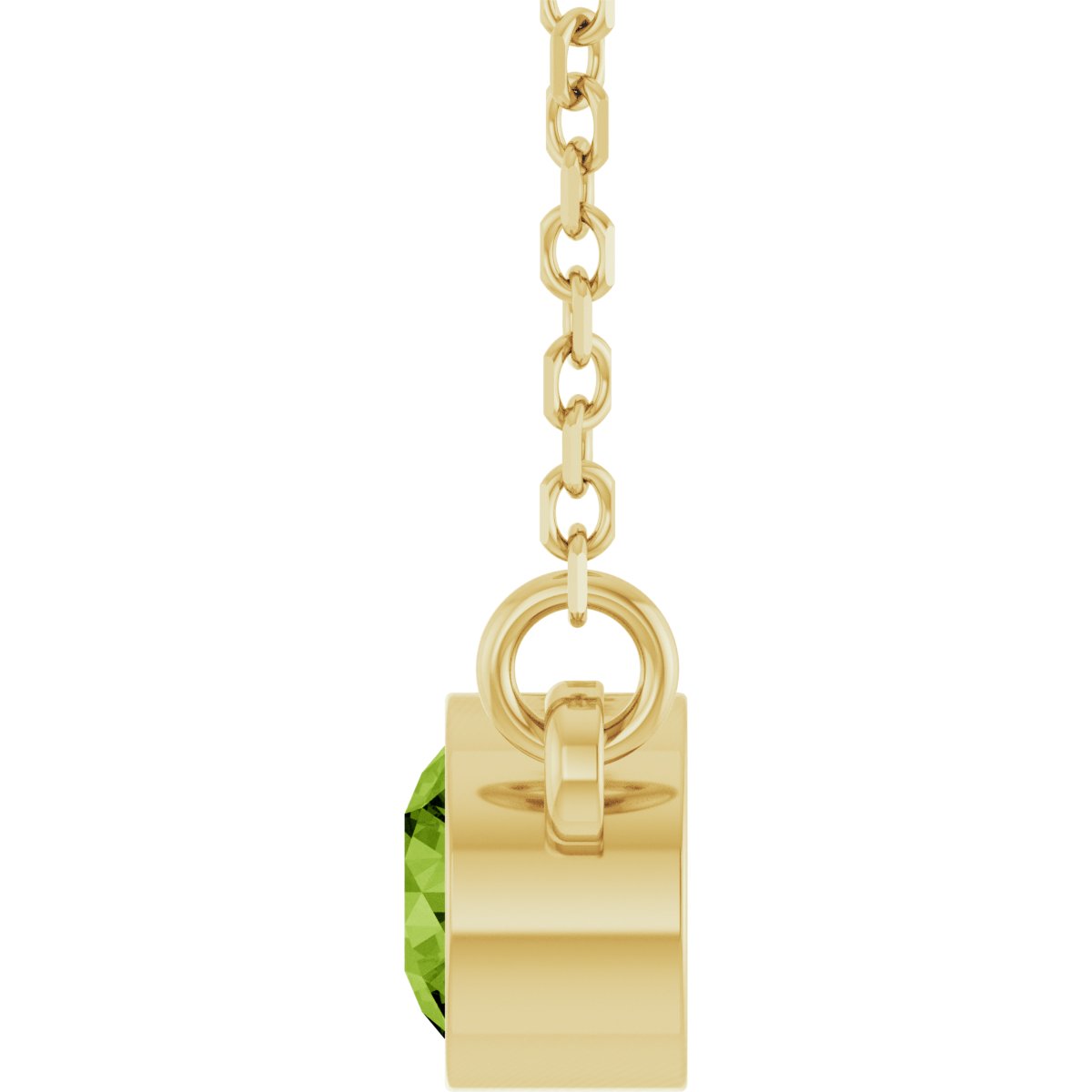 Bezel-Set Solitaire Birthstone Necklace - Natural Peridot