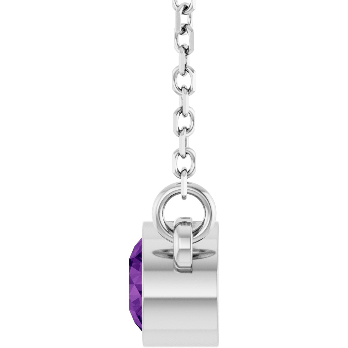 Bezel-Set Solitaire Birthstone Necklace - Natural Amethyst