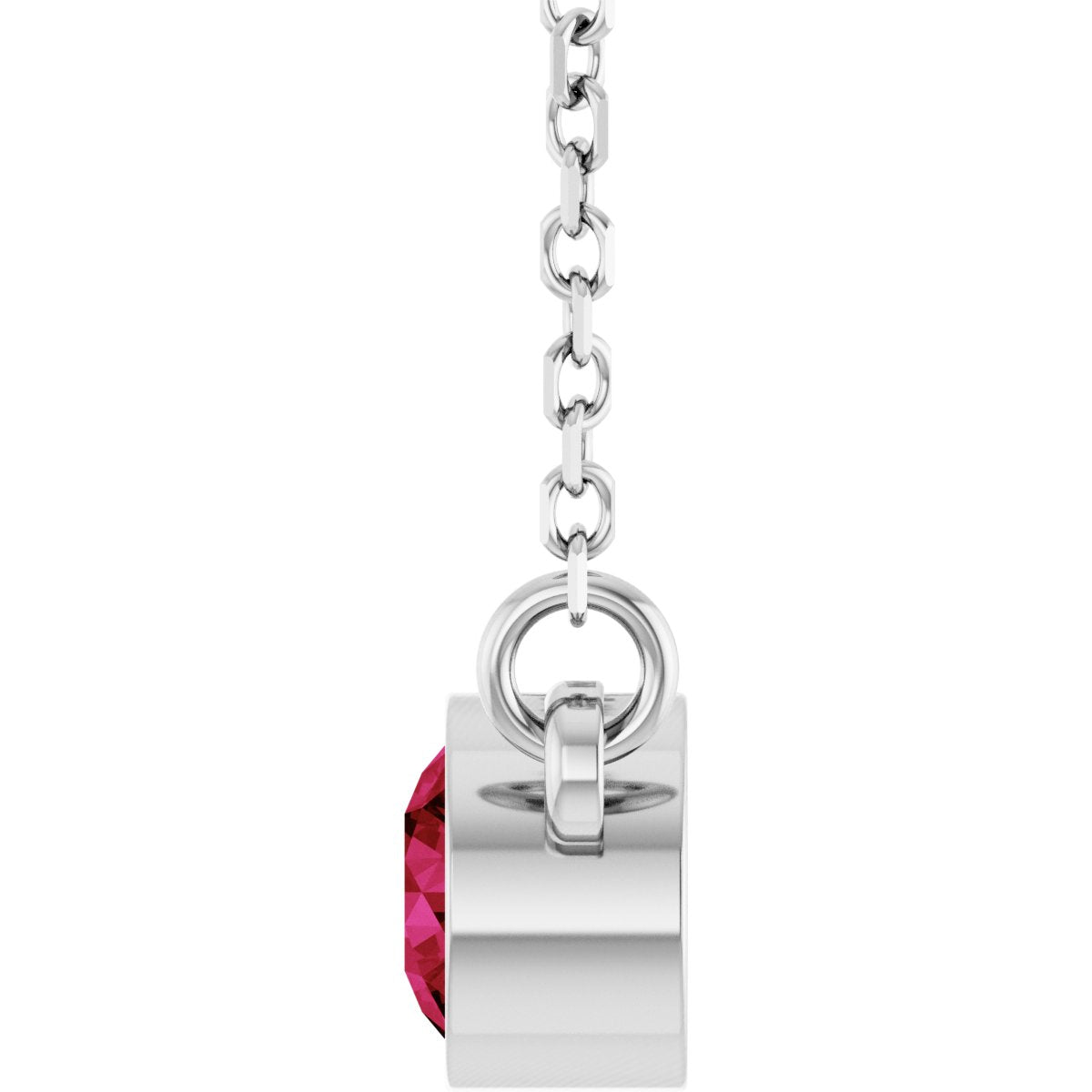Bezel-Set Solitaire Birthstone Necklace - Natural Ruby