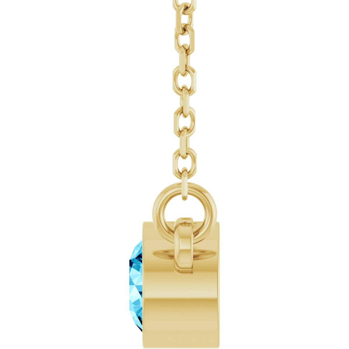 Bezel-Set Solitaire Birthstone Necklace - Natural Aquamarine